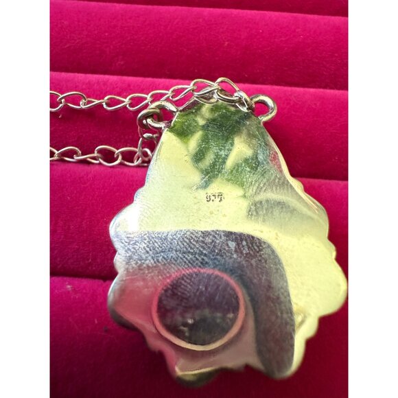 Sterling Silver Necklace Kingman Dahlia Turquoise Pendant - Picture 3 of 7